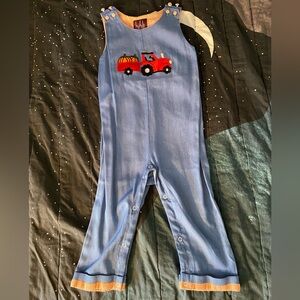 Pumpkin and tractor fall one piece